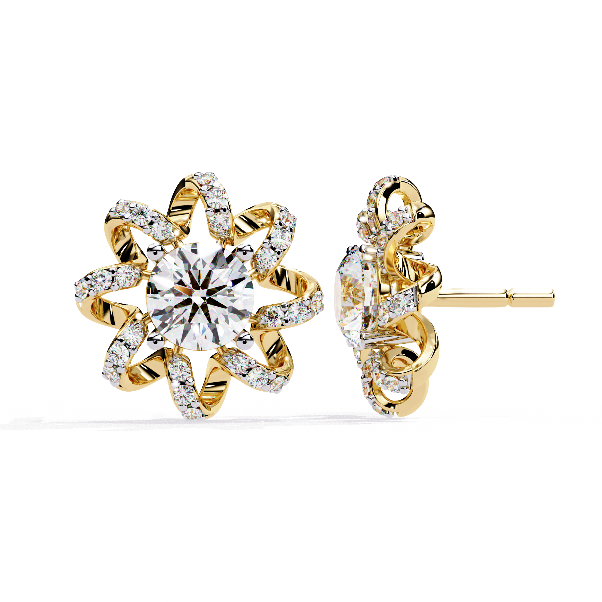 Buy Floral Swirl Natural Diamond Earrings | Solitairekart